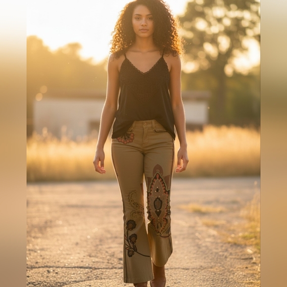 NWT BIYA Johnny Was Two Ten Ten Five Embroidered Studded Flare Bootcut Jeans 4 - Picture 13 of 13